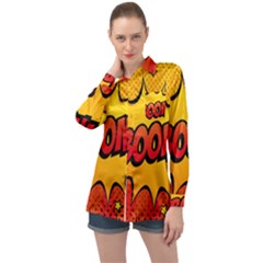 Explosion Boom Pop Art Style Long Sleeve Satin Shirt