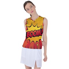 Explosion Boom Pop Art Style Women s Sleeveless Sports Top by Amaryn4rt