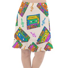 Seamless Pattern With Colorfu Cassettes Hippie Style Doodle Musical Texture Wrapping Fabric Vector Fishtail Chiffon Skirt