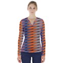 Zappwaits Pattern V-Neck Long Sleeve Top View1