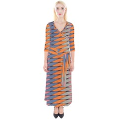 Zappwaits Pattern Quarter Sleeve Wrap Maxi Dress by zappwaits