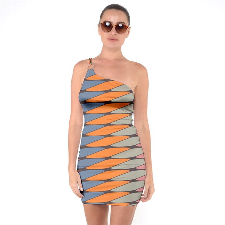 Zappwaits Pattern One Soulder Bodycon Dress