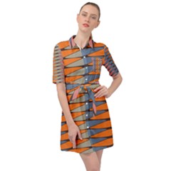 Zappwaits Pattern Belted Shirt Dress by zappwaits