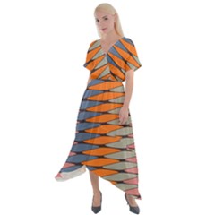 Zappwaits Pattern Cross Front Sharkbite Hem Maxi Dress by zappwaits