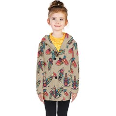 Tattoos Colorful Seamless Pattern Kids  Double Breasted Button Coat