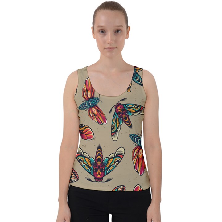 Tattoos Colorful Seamless Pattern Velvet Tank Top