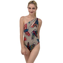 Tattoos Colorful Seamless Pattern To One Side Swimsuit by Amaryn4rt