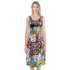 Hip Hop Background Midi Sleeveless Dress by Amaryn4rt