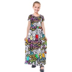 Hip Hop Background Kids  Short Sleeve Maxi Dress by Amaryn4rt