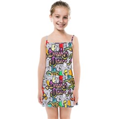 Hip Hop Background Kids  Summer Sun Dress by Amaryn4rt