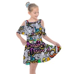 Hip Hop Background Kids  Shoulder Cutout Chiffon Dress by Amaryn4rt