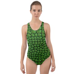 Seamless Pattern Crocodile Leather Cut-out Back One Piece Swimsuit by Amaryn4rt