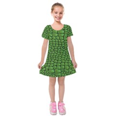 Seamless Pattern Crocodile Leather Kids  Short Sleeve Velvet Dress by Amaryn4rt