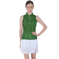 Seamless Pattern Crocodile Leather Women s Sleeveless Polo Tee by Amaryn4rt