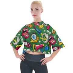 Pop Art Colorful Seamless Pattern Mock Neck Tee