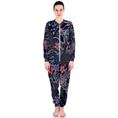 Japanese Wave Koi Illustration Seamless Pattern Onepiece Jumpsuit (ladies)  by Amaryn4rt