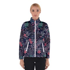 Japanese Wave Koi Illustration Seamless Pattern Winter Jacket by Amaryn4rt