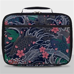 Japanese Wave Koi Illustration Seamless Pattern Full Print Lunch Bag by Amaryn4rt