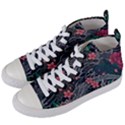 Japanese Wave Koi Illustration Seamless Pattern Women s Mid-Top Canvas Sneakers View2