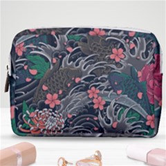 Japanese Wave Koi Illustration Seamless Pattern Make Up Pouch (medium) by Amaryn4rt