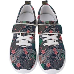 Japanese Wave Koi Illustration Seamless Pattern Men s Velcro Strap Shoes by Amaryn4rt