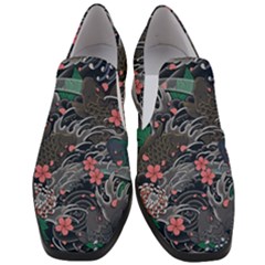 Japanese Wave Koi Illustration Seamless Pattern Women Slip On Heel Loafers by Amaryn4rt