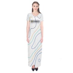 Abstract Colorful Topographic Map Design Vector Short Sleeve Maxi Dress