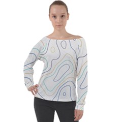 Abstract Colorful Topographic Map Design Vector Off Shoulder Long Sleeve Velour Top by Amaryn4rt