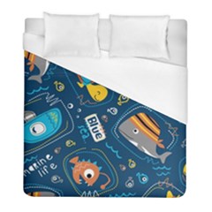 Seamless Pattern Vector Submarine With Sea Animals Cartoon Duvet Cover (full/ Double Size) by Amaryn4rt