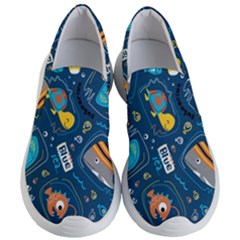 Seamless Pattern Vector Submarine With Sea Animals Cartoon Women s Lightweight Slip Ons by Amaryn4rt