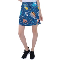 Seamless Pattern Vector Submarine With Sea Animals Cartoon Tennis Skirt by Amaryn4rt