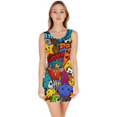 Graffiti Characters Seamless Pattern Bodycon Dress by Amaryn4rt