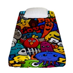 Graffiti Characters Seamless Pattern Fitted Sheet (single Size) by Amaryn4rt