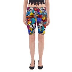 Graffiti Characters Seamless Pattern Yoga Cropped Leggings by Amaryn4rt