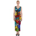 Graffiti Characters Seamless Pattern Fitted Maxi Dress View1