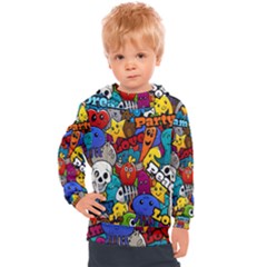 Graffiti Characters Seamless Pattern Kids  Hooded Pullover by Amaryn4rt