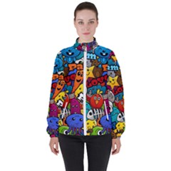 Graffiti Characters Seamless Pattern Women s High Neck Windbreaker by Amaryn4rt