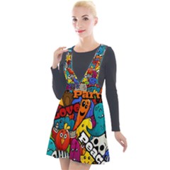 Graffiti Characters Seamless Pattern Plunge Pinafore Velour Dress by Amaryn4rt