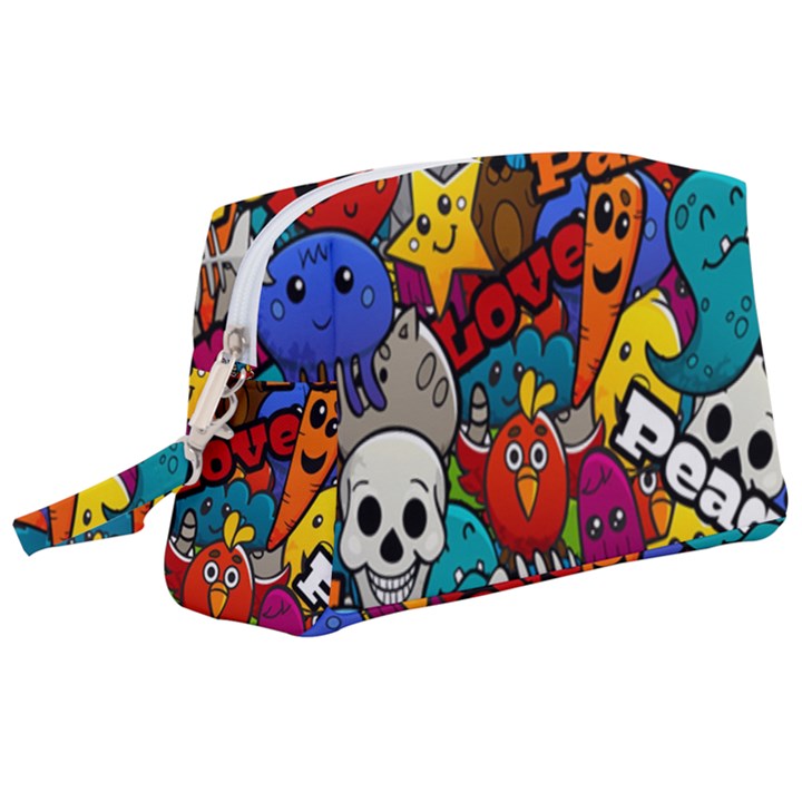 Graffiti Characters Seamless Pattern Wristlet Pouch Bag (Large)