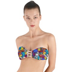 Graffiti Characters Seamless Pattern Twist Bandeau Bikini Top by Amaryn4rt