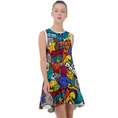 Graffiti Characters Seamless Pattern Frill Swing Dress by Amaryn4rt