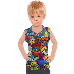 Graffiti Characters Seamless Pattern Kids  Sport Tank Top