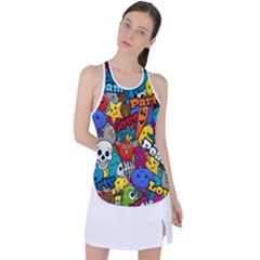 Graffiti Characters Seamless Pattern Racer Back Mesh Tank Top by Amaryn4rt