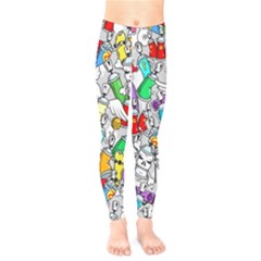 Graffit Characters Seamless Pattern Art Kids  Leggings by Amaryn4rt