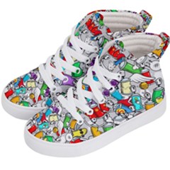 Graffit Characters Seamless Pattern Art Kids  Hi-top Skate Sneakers by Amaryn4rt