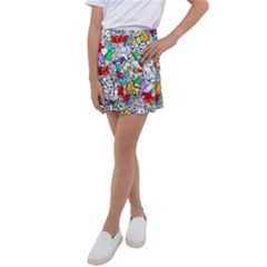 Graffit Characters Seamless Pattern Art Kids  Tennis Skirt by Amaryn4rt