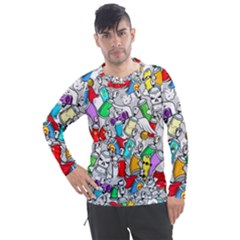 Graffit Characters Seamless Pattern Art Men s Pique Long Sleeve Tee