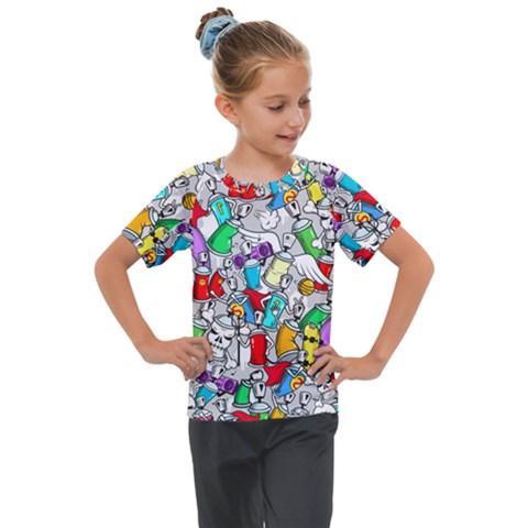 Graffit Characters Seamless Pattern Art Kids  Mesh Piece Tee by Amaryn4rt