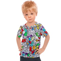 Graffit Characters Seamless Pattern Art Kids  Sports Tee