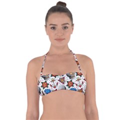 Full Color Flash Tattoo Patterns Halter Bandeau Bikini Top by Amaryn4rt